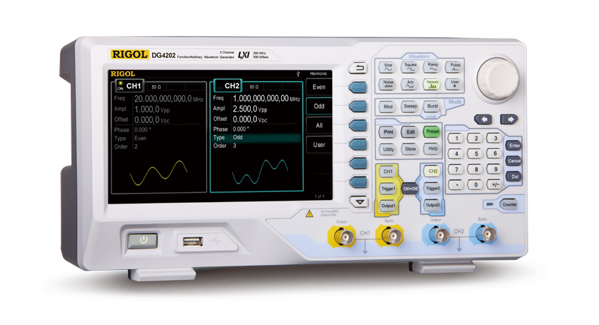 DG1022U产品资料信号源20MHz带宽,100MSa/s,14bit,4kpts任意波,2通道